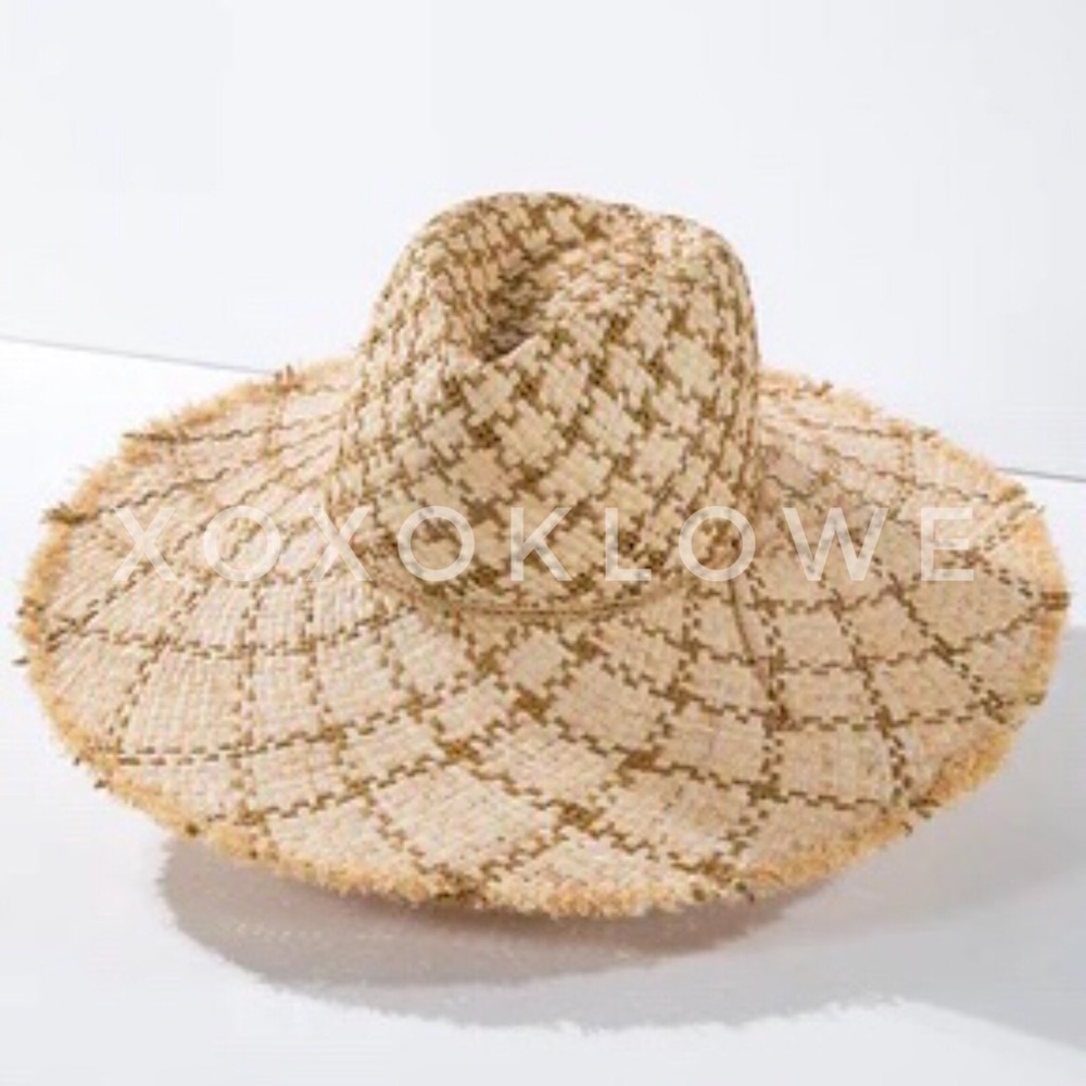 Two Tone Raffia Wide Brim Sun Hat - Picture 4 of 8